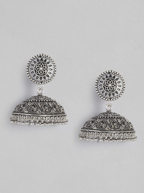 

Anouk Oxidised Silver-Toned Dome Shaped Jhumkas