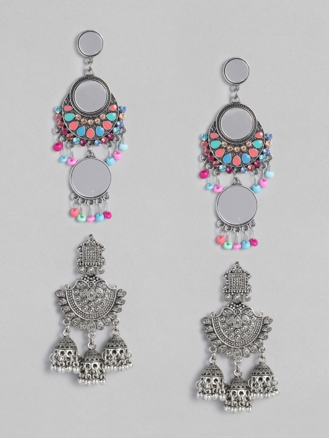 

Anouk Set of 2 Oxidized Silver-Plated Earrings, Multi
