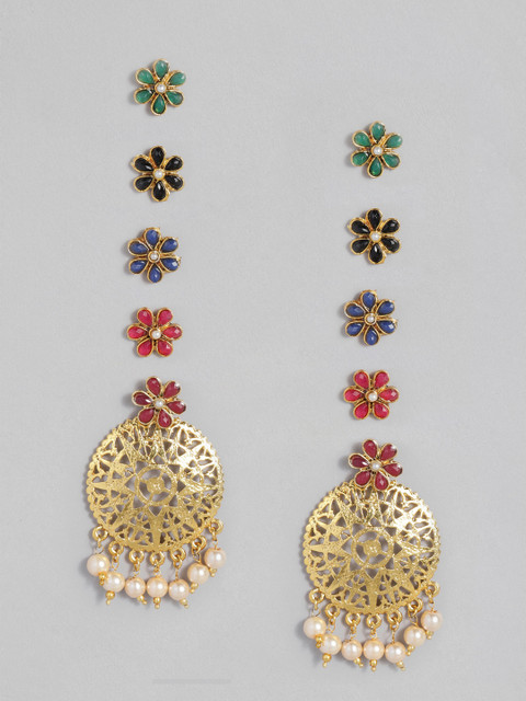 

Anouk Set of 6 Exchangeable Handcrafted Gold-Plated Classic Drop Earrings, Red