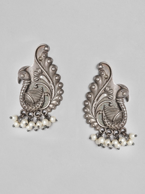 

Anouk Oxidised Silver-Plated Peacock Shaped Oversized Studs