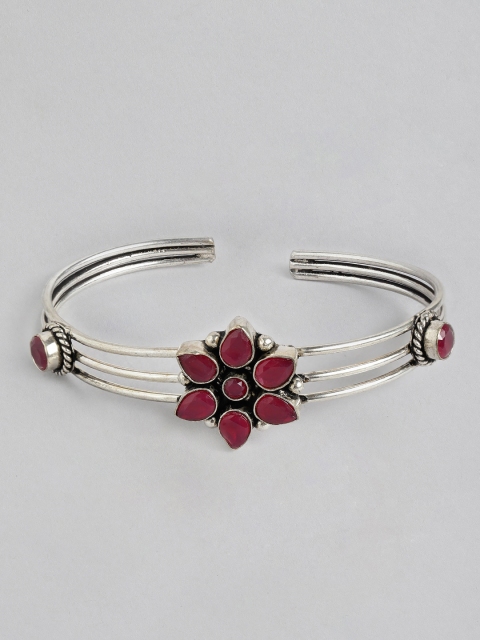 

Anouk Women Silver-Plated Maroon Kada Bracelet, Fuchsia