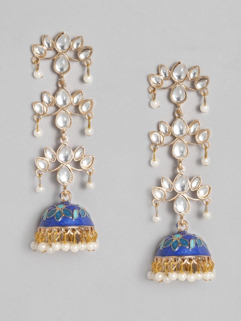 

Anouk Blue Gold-Plated Enamelled Dome Shaped Chandelier Jhumkas