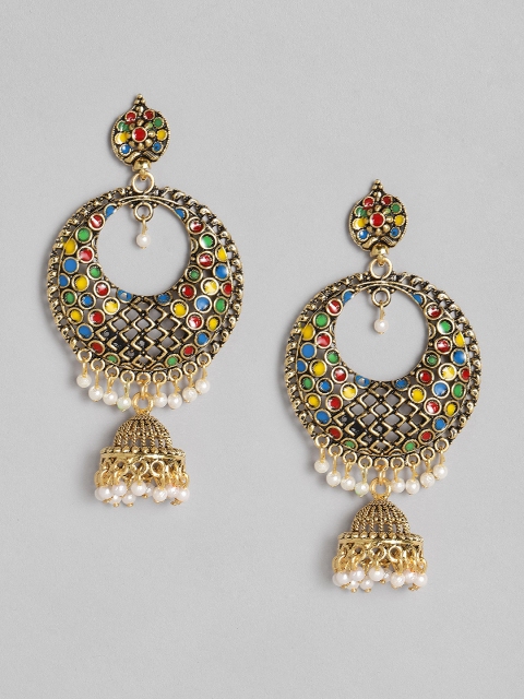 

Anouk Yellow Gold-Plated Enamelled Dome Shaped Jhumkas