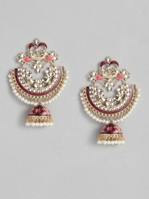 

Anouk Gold-Plated Burgundy Enamelled Dome Shaped Jhumkas