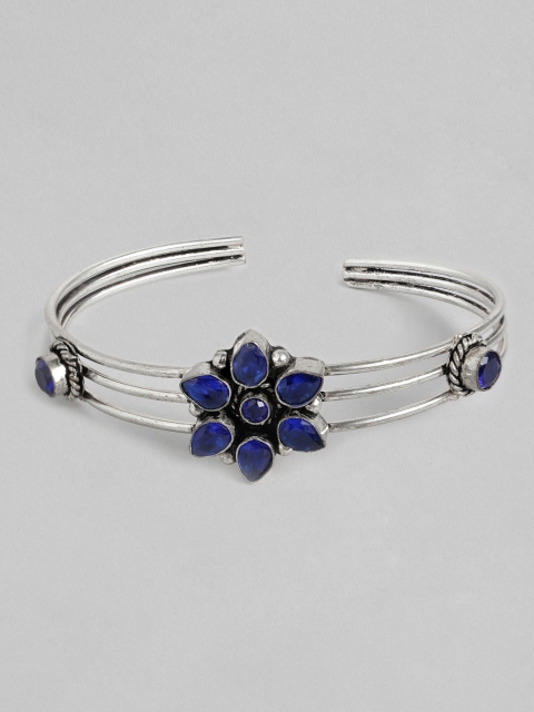 

Anouk Women Silver-Plated Navy Blue Kada Bracelet