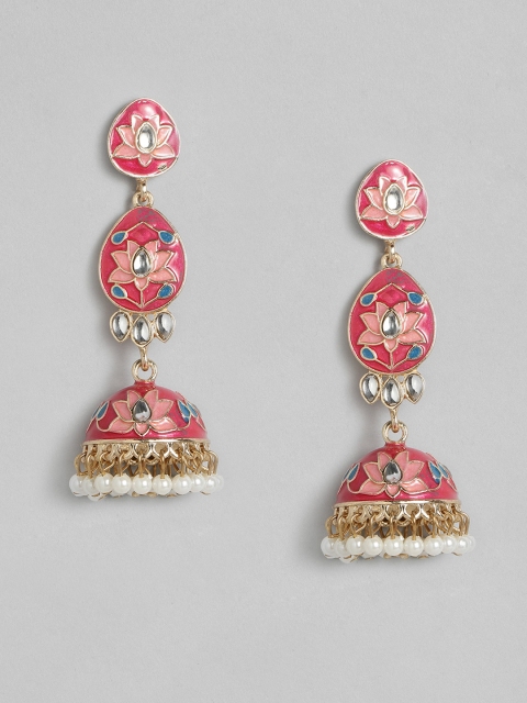 

Anouk Pink Gold-Plated Enamelled Dome Shaped Jhumkas