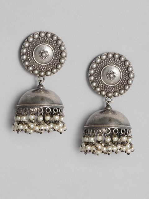 

Anouk Silver-Plated Oxidised Dome Shaped Jhumkas