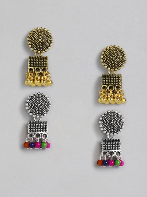 

Anouk Set Of 2 Antique & Oxidized Dome Shaped Jhumkas, Gold