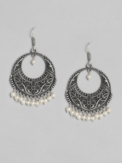 

Anouk Oxidised Silver-Plated Circular Drop Earrings