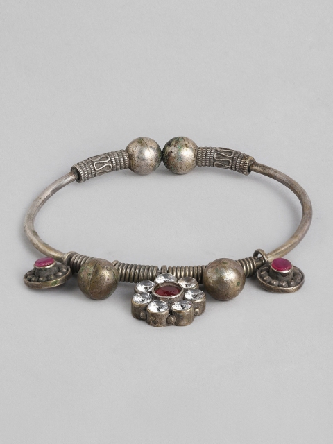 

Anouk Women Silver-Plated Oxidised Kada Bracelet