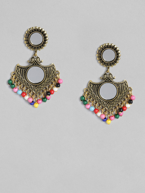 

Anouk Gold-Plated Antique Mirror Contemporary Drop Earrings