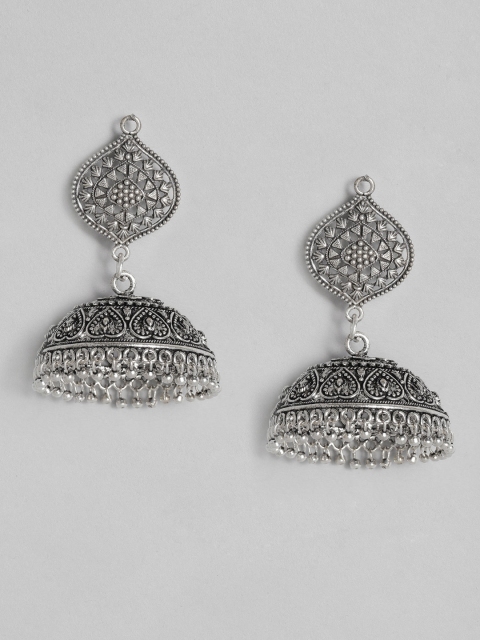 

Anouk Silver-Plated Oxidised Dome Shaped Jhumkas