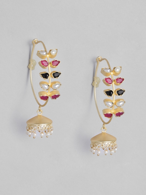 

Anouk Gold-Plated Stones & Beads Studded Circular Hoop Earrings