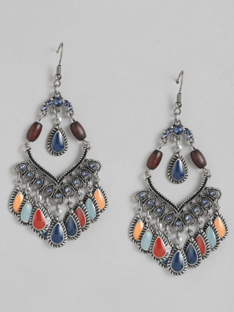

Anouk Multicoloured & Silver-Plated Drop Earrings, Multi