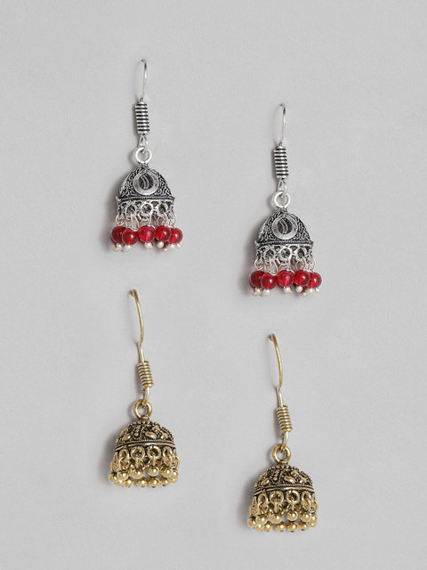 

Anouk Set Of 2 Oxidised Dome Shaped Jhumkas, Gold
