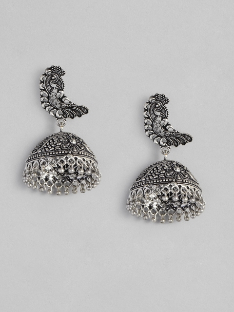 

Anouk Oxidized Silver-Plated Dome Shaped Jhumkas