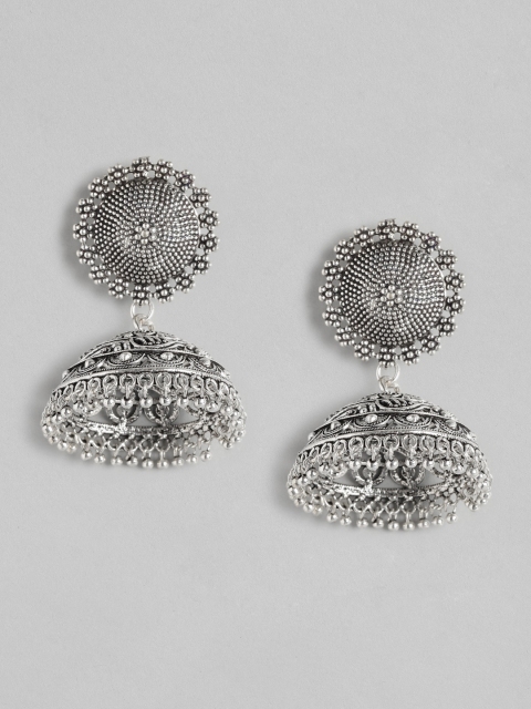 

Anouk Oxidised Silver-Toned Dome Shaped Jhumkas