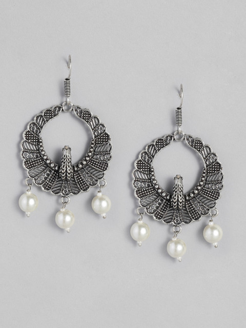 

Anouk Oxidised Silver-Plated Circular Drop Earrings