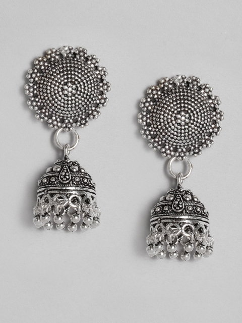 

Anouk Silver-Plated Oxidised Dome Shaped Jhumkas