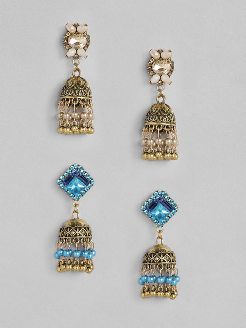 

Anouk Blue Gold Plated Dome Shaped Jhumkas