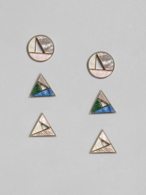 

Anouk Set of 3 Gold-Toned Handcrafted Geometric Design Studs