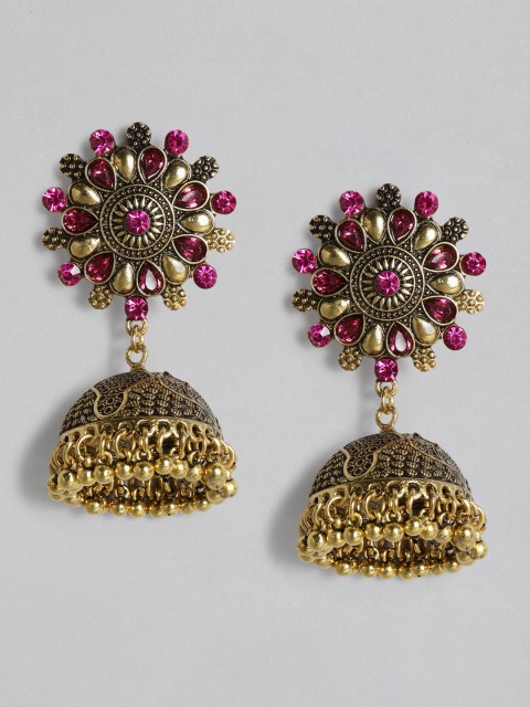 

Anouk Pink Gold-Plated Floral Jhumkas