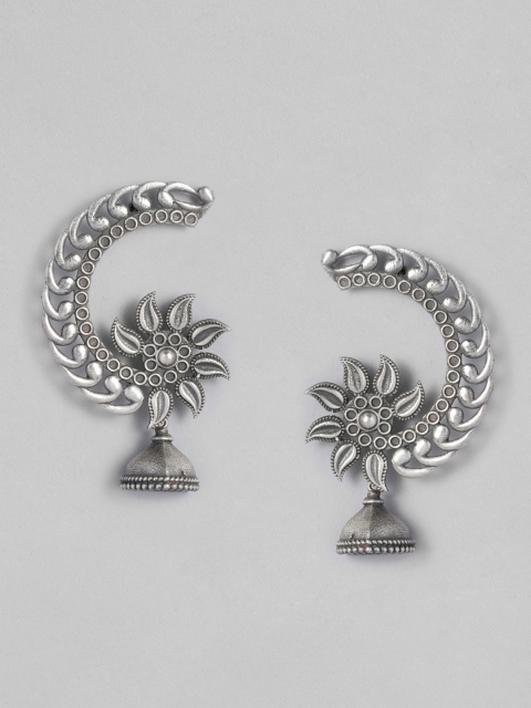 

Anouk Oxidized Silver-Plated Crescent Shaped Jhumkas