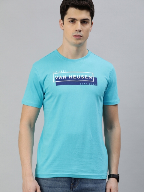 

Van Heusen Sport Men Turquoise Blue Printed Round Neck T-shirt