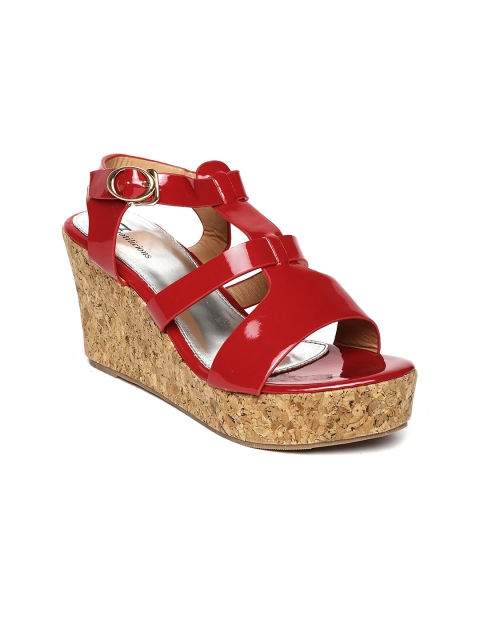 

Footilicious Women Red Glossy Wedges