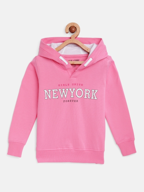 

Miss & Chief Girls Pink Printed Hooded Sweatshirt