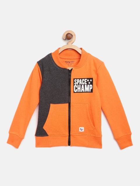 

Miss & Chief Boys Orange & Charcoal Grey Colourblocked Sweatshirt
