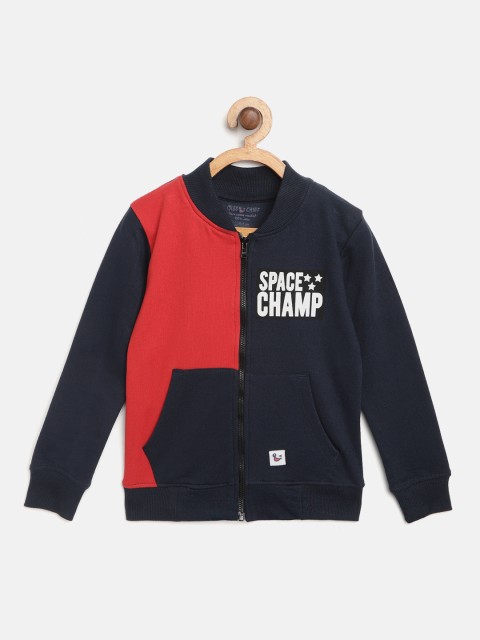 

Miss & Chief Boys Navy Blue & Red Colourblocked Sweatshirt