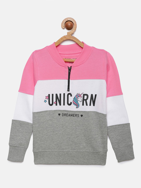 

Miss & Chief Girls Pink & White Colourblocked Sweatshirt