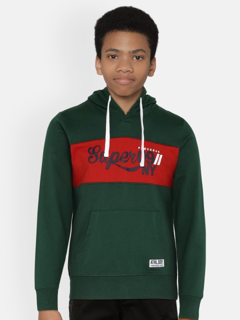 

Provogue Boys Green & Red Printed Hooded Sweatshirt