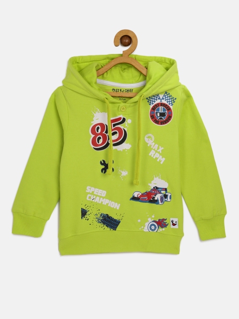 

Miss & Chief Boys Lime Green Printed Hooded Sweatshirt