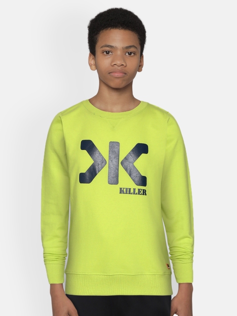 

Killer Boys Fluorescent Green & Navy Blue Brand Logo Print Sweatshirt