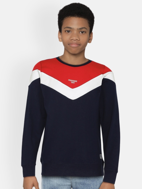 

Provogue Boys Navy Blue & Red Colourblocked Sweatshirt
