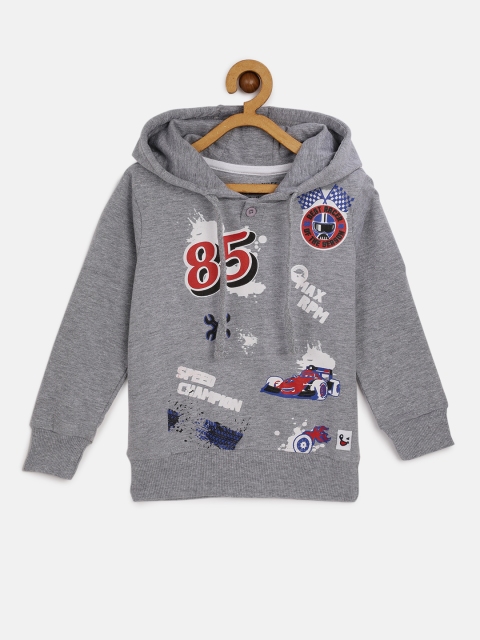 

Miss & Chief Boys Grey Printed Hooded Sweatshirt
