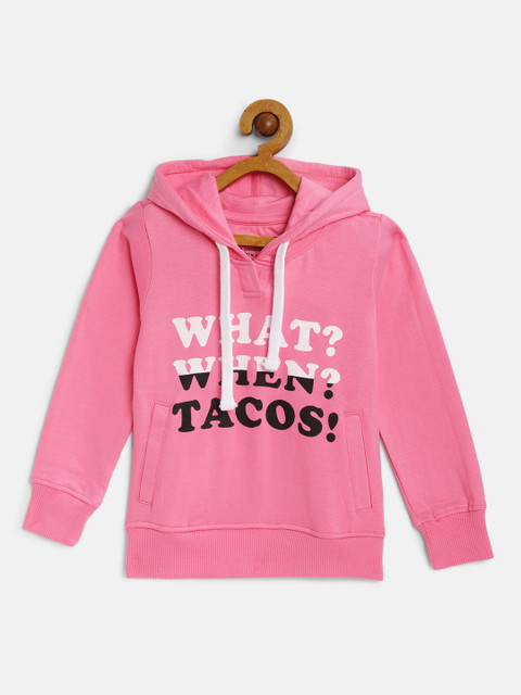 

Miss & Chief Girls Pink Printed Hooded Sweatshirt
