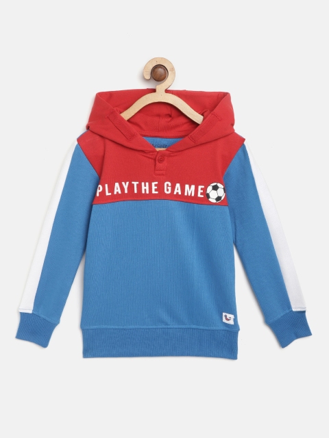

Miss & Chief Boys Blue & Red Colourblocked Hooded Sweatshirt