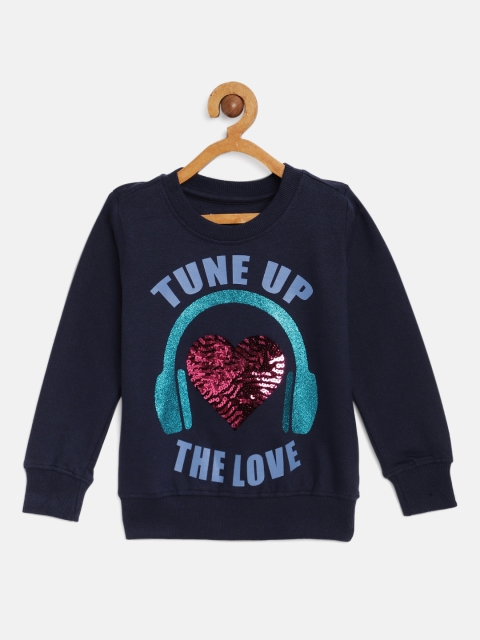 

Miss & Chief Girls Navy Blue Printed Sweatshirt