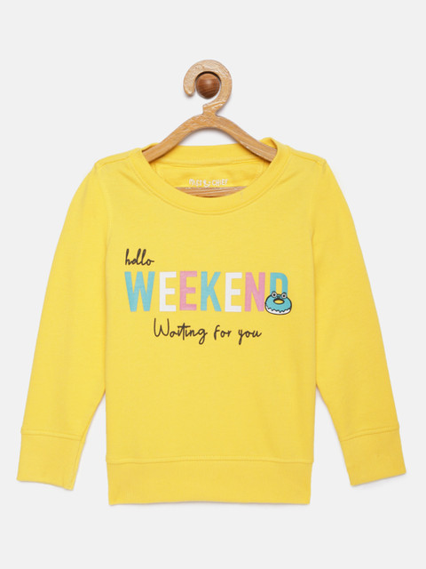 

Miss & Chief Girls Yellow Printed Sweatshirt