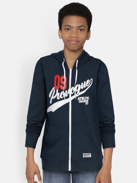 

Provogue Boys Navy Blue & White Brand Logo Print Hooded Sweatshirt