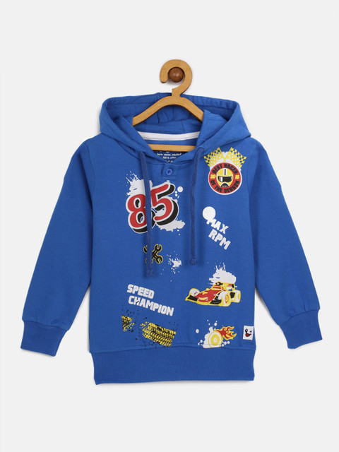 

Miss & Chief Boys Blue Printed Hooded Sweatshirt