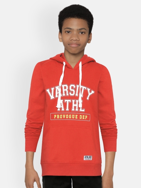 

Provogue Boys Red & White Typography Print Hooded Sweatshirt