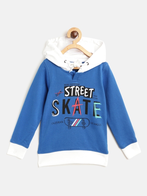 

Miss & Chief Boys Blue & White Typography Printed Hooded Sweatshirt