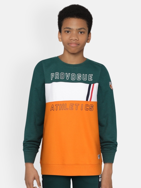 

Provogue Boys Green & Orange Colourblocked Sweatshirt