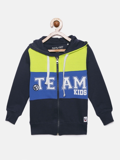 

Miss & Chief Boys Blue & Yellow Colourblocked Hooded Sweatshirt