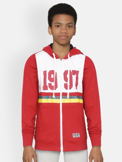 

Provogue Boys White & Red Printed Hooded Sweatshirt