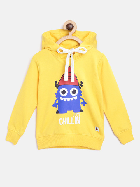

Miss & Chief Boys Yellow & Blue Graphic Print Hooded Sweatshirt